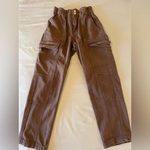 Pacsun high waisted paper bag, elastic waist cargo pants